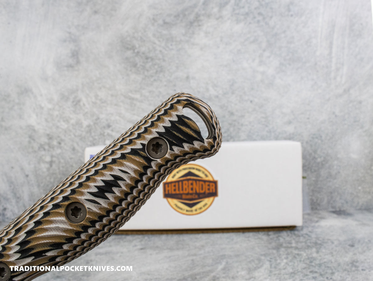 Hellbender Blade Co. Mudpup 5 Gen2 - Rattlesnake Multicolored G10 Stonewashed Magnacut
