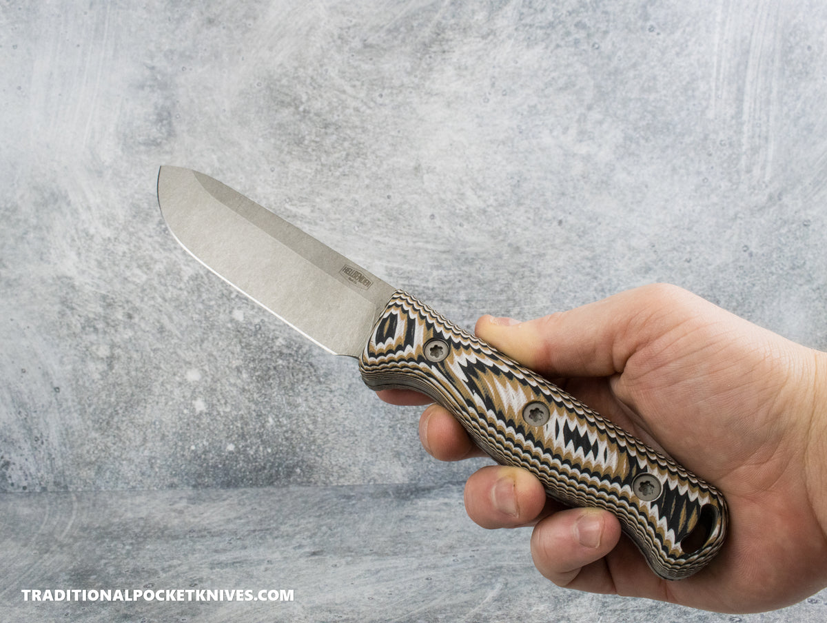 Hellbender Blade Co. Mudpup 5 Gen2 - Rattlesnake Multicolored G10 Stonewashed Magnacut