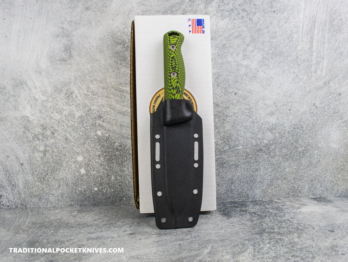 Hellbender Blade Co. Mudpup 5 Gen2 - Lime/Black G10 Stonewashed Magnacut