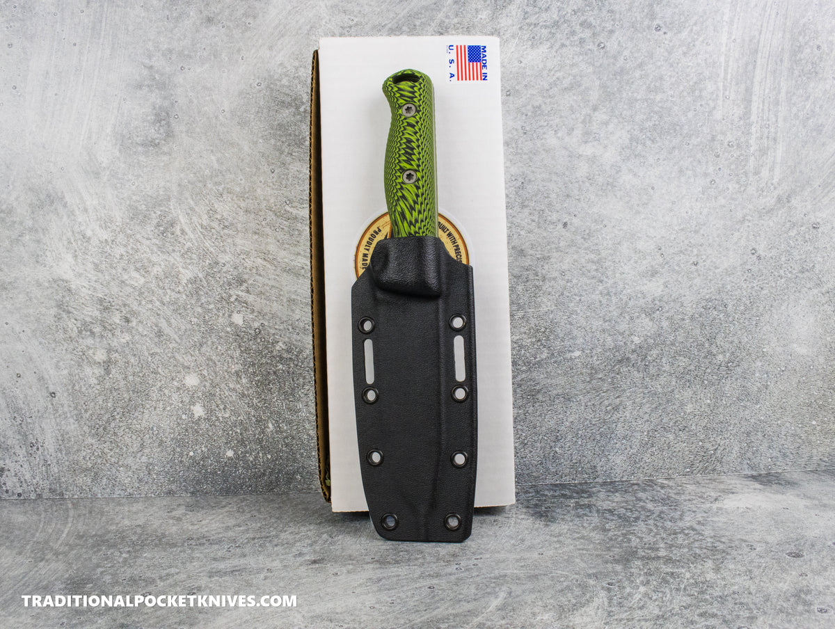 Hellbender Blade Co. Mudpup 5 Gen2 - Lime/Black G10 Stonewashed Magnacut