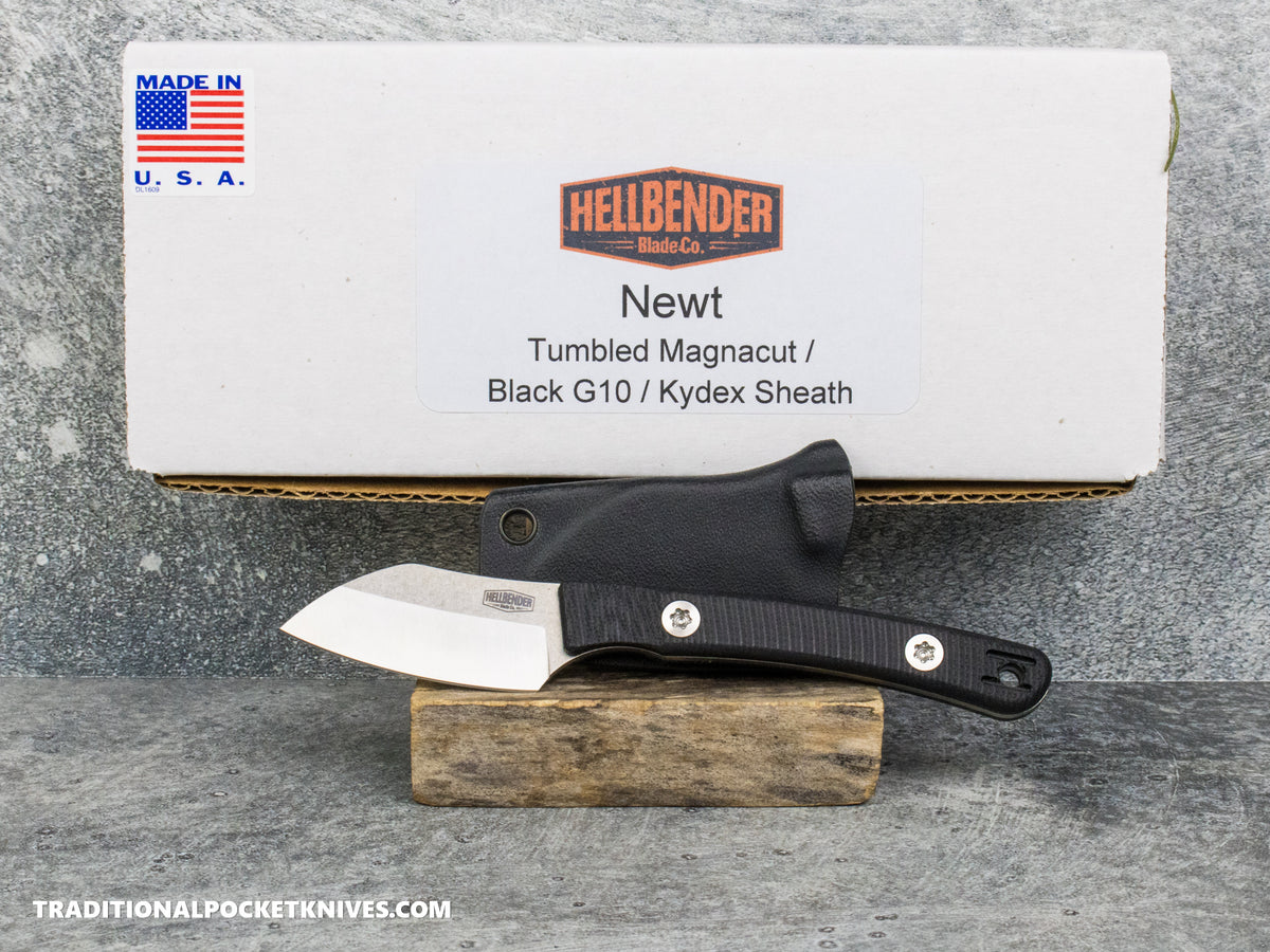 Hellbender Blade Co. Newt - Black G10 Tumbled Magnacut Kydex Sheath