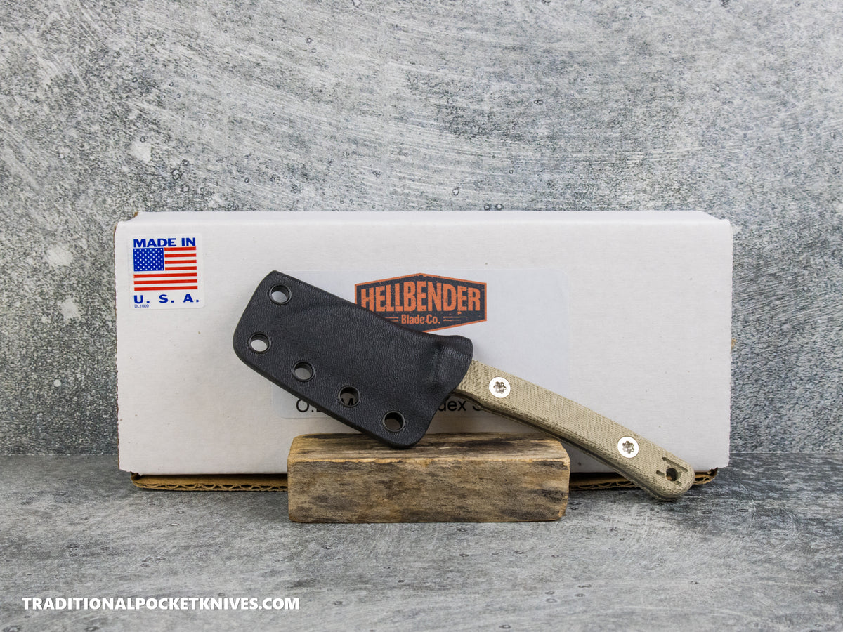 Hellbender Blade Co. Newt - OD Micarta Tumbled Magnacut Kydex Sheath