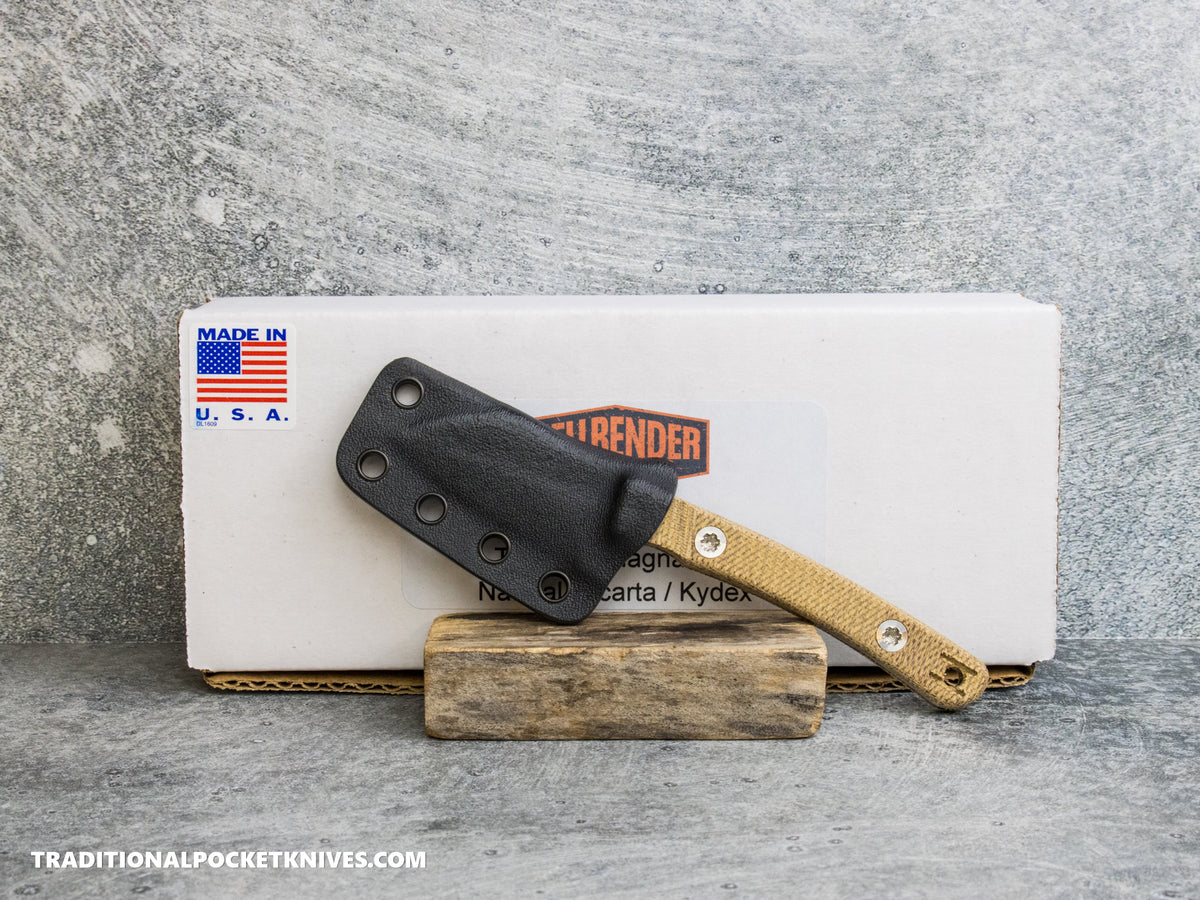 Hellbender Blade Co. Newt - Natural Micarta Tumbled Magnacut Kydex Sheath