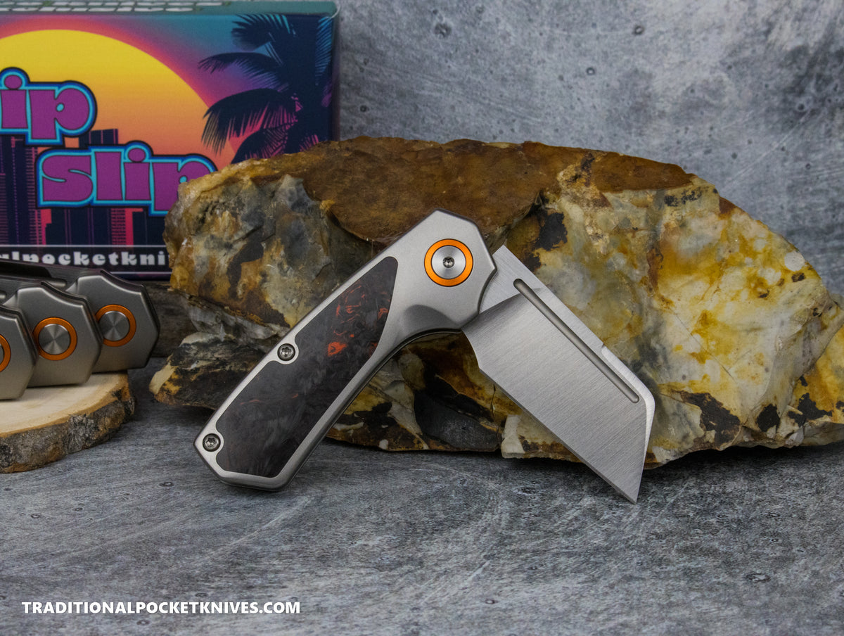 Divo Knives Exclusive Nip Slip Fat Carbon Dark Matter Orange S90V
