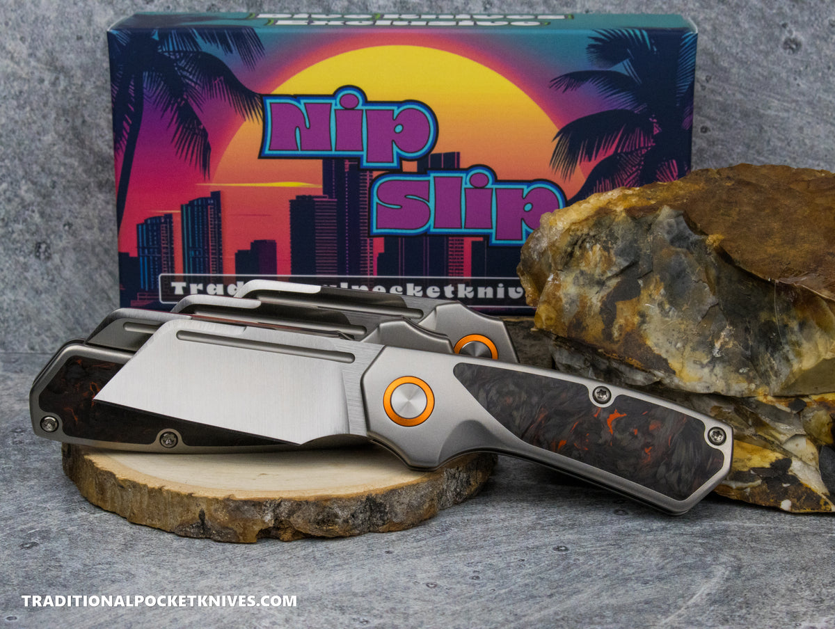 Divo Knives Exclusive Nip Slip Fat Carbon Dark Matter Orange S90V
