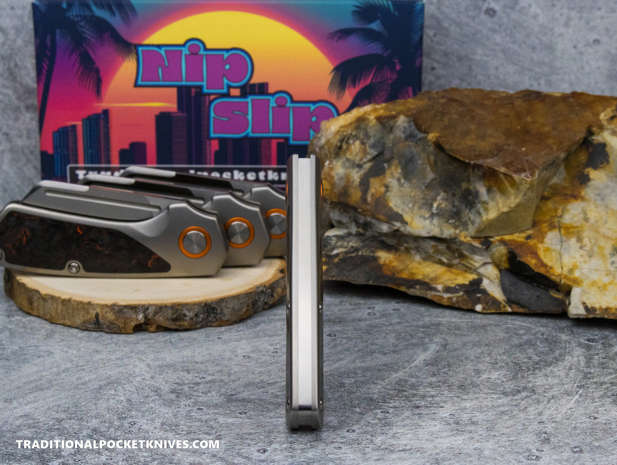 Divo Knives Exclusive Nip Slip Fat Carbon Dark Matter Orange S90V