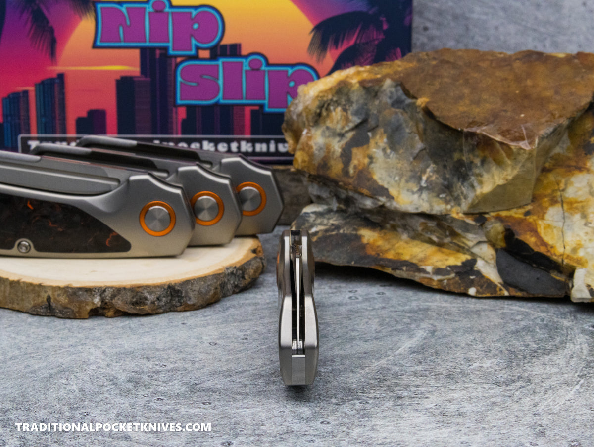 Divo Knives Exclusive Nip Slip Fat Carbon Dark Matter Orange S90V