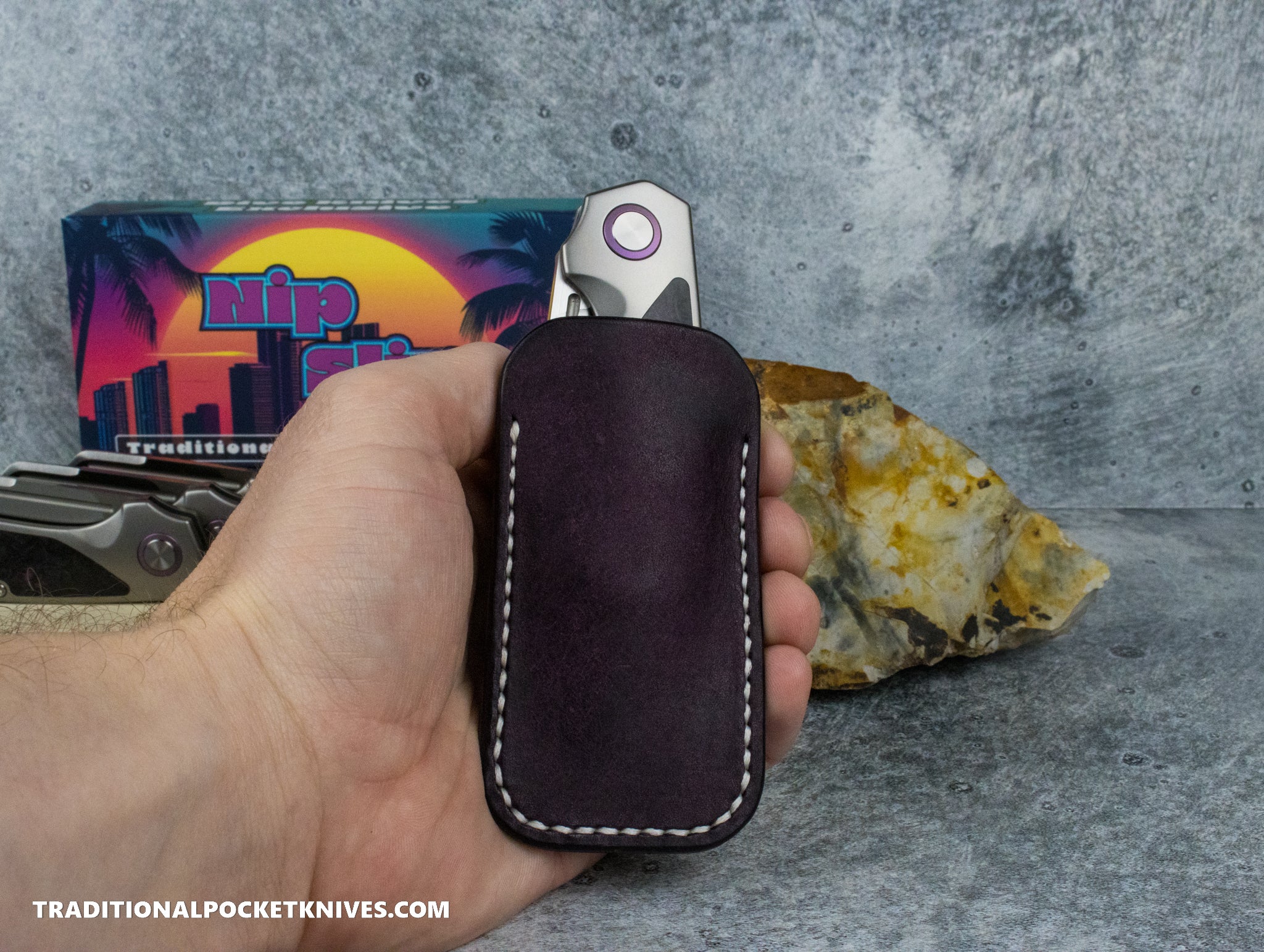 Divo Knives Exclusive Nip Slip Dood Co. Leather Knife Slip Purple / Bl