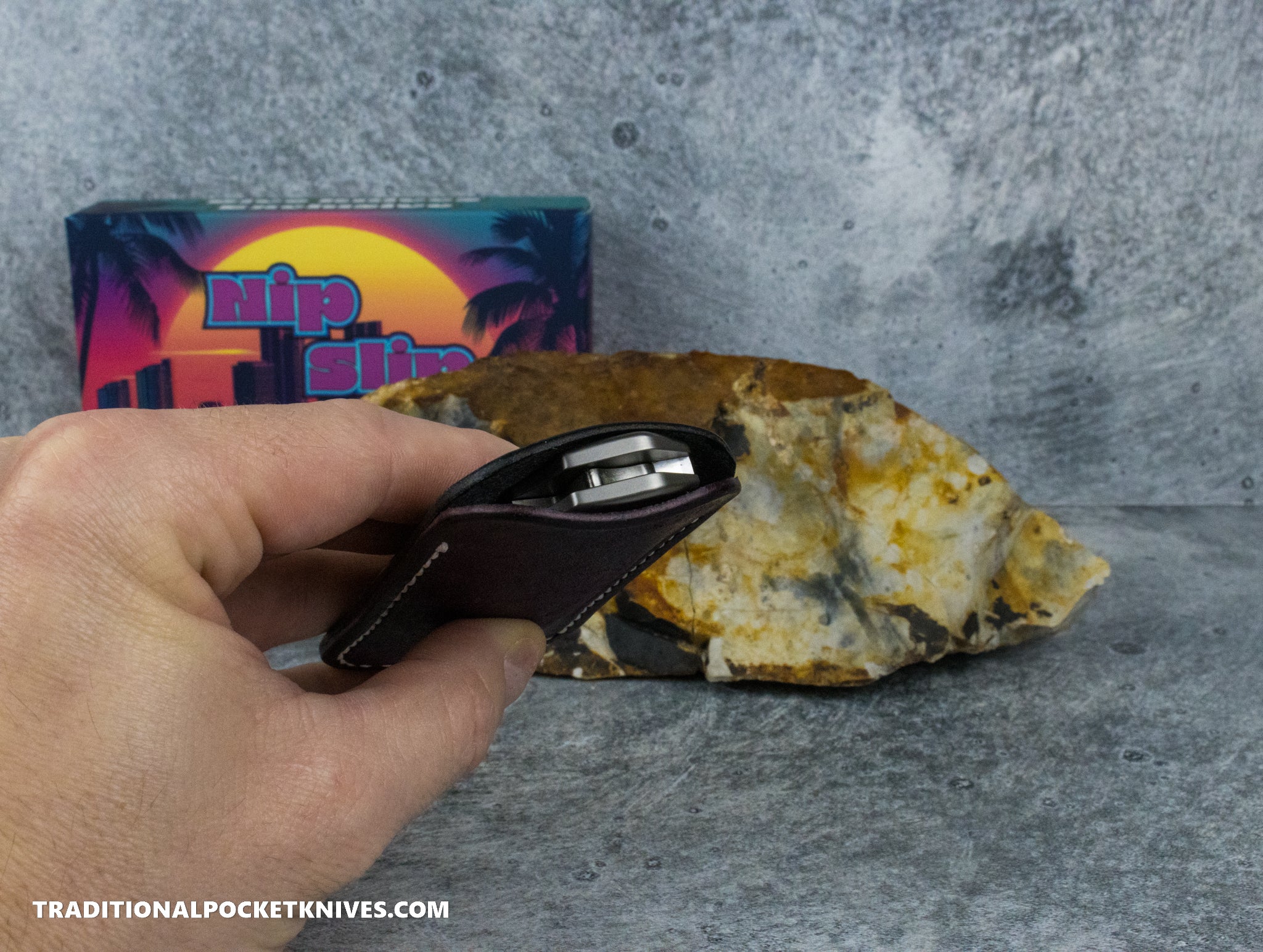 Divo Knives Exclusive Nip Slip Dood Co. Leather Knife Slip Purple / Bl