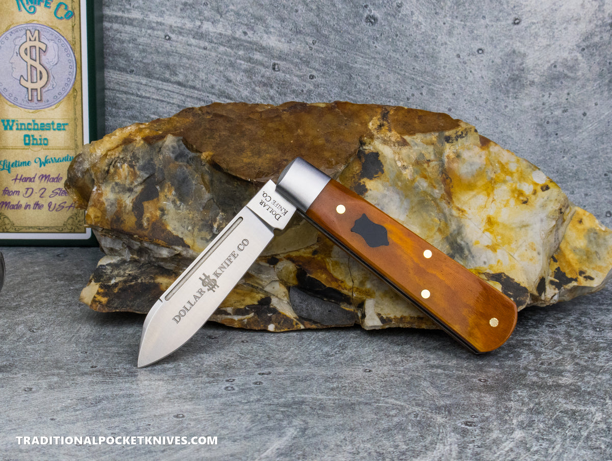 Cooper Cutlery Dollar Knife Co. Orange Camel Bone Black Shield Jack (OCB BLS)