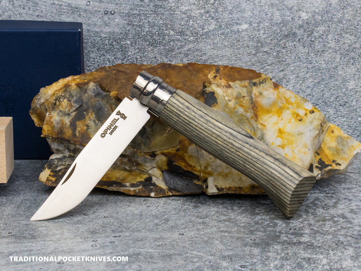 Opinel No.08 Stainless Steel Laminated Gray Birchwood Folding Knife
