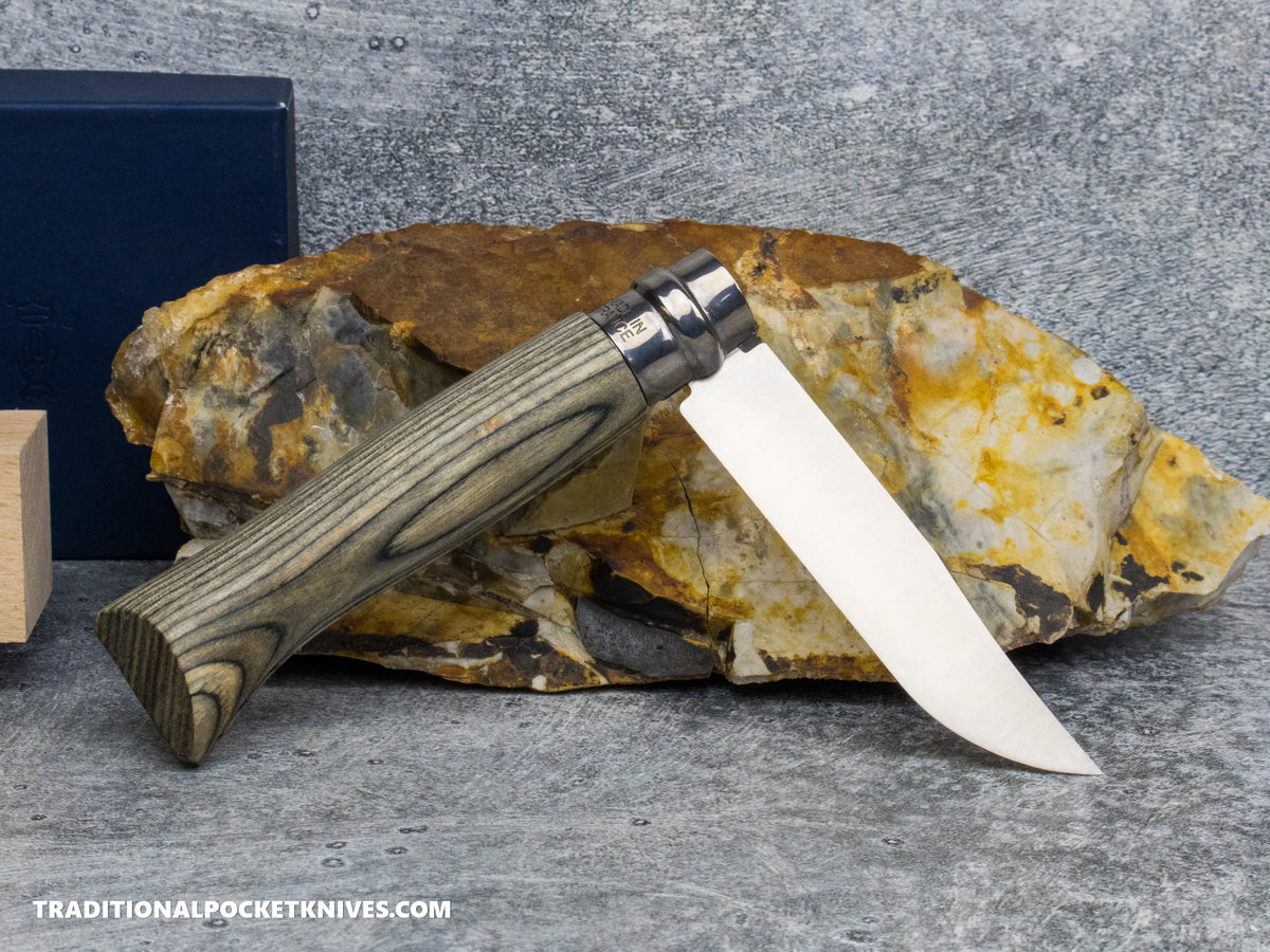 Opinel No.08 Stainless Steel Laminated Gray Birchwood Folding Knife