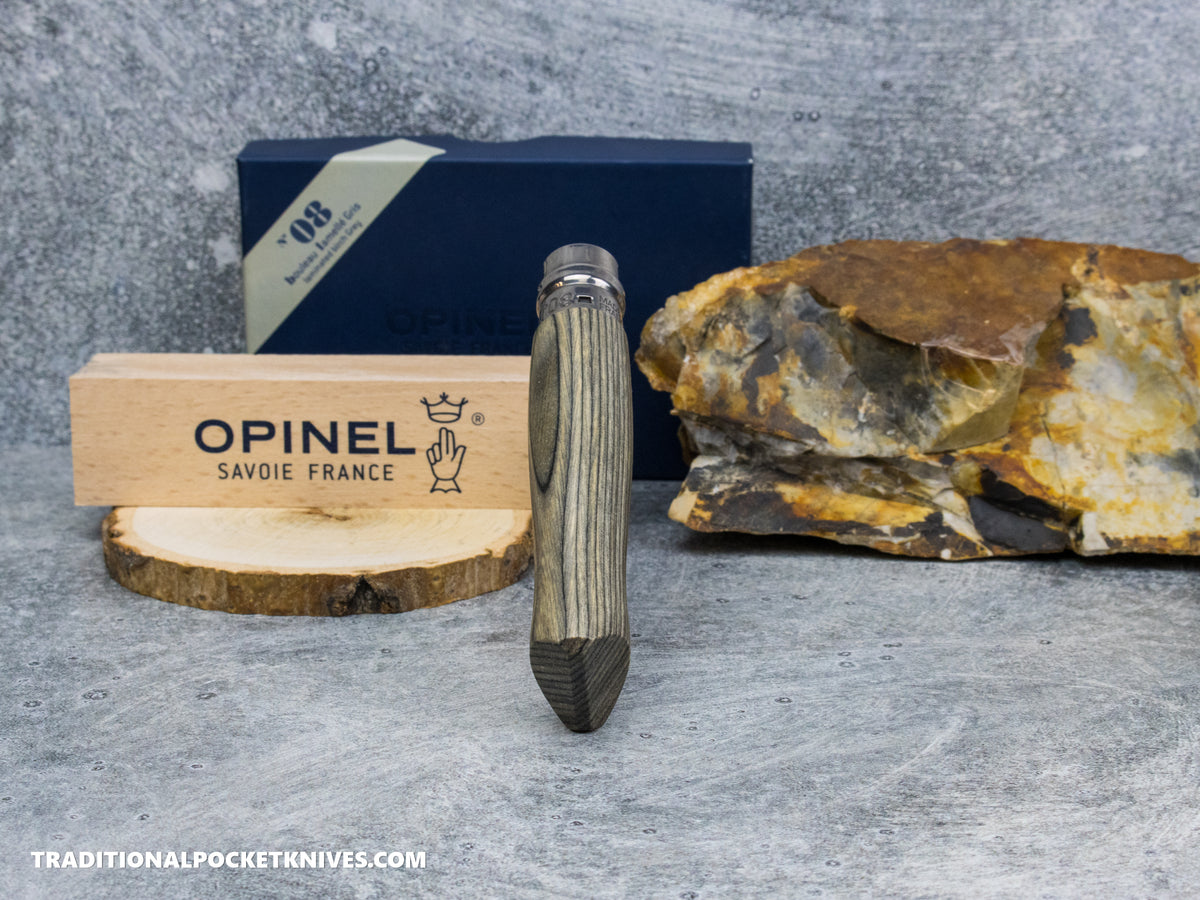 Opinel No.08 Stainless Steel Laminated Gray Birchwood Folding Knife