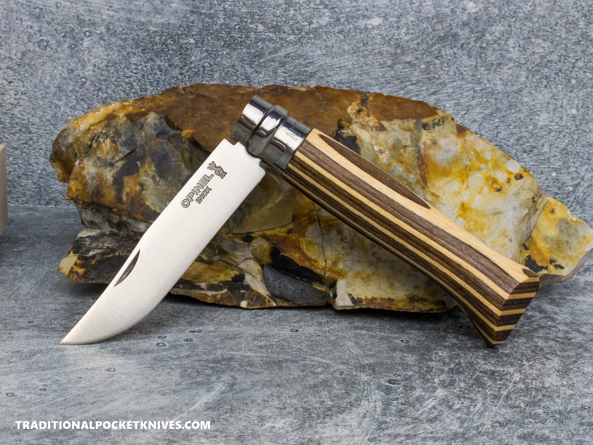 Opinel No.08 Stainless Steel Laminated Brown Birchwood Folding Knife