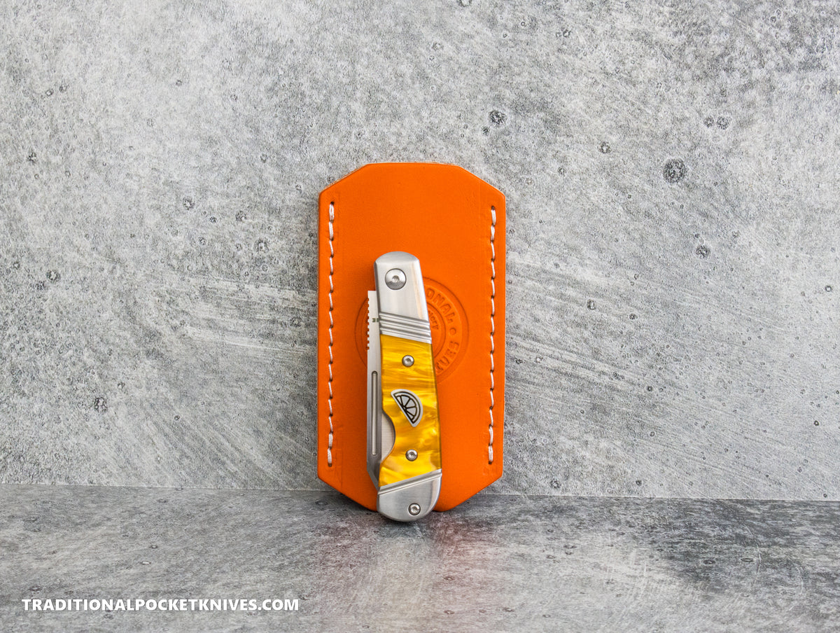 C. Risner Cutlery Logo Leather Knife Slip Small - Volunteer State Orange