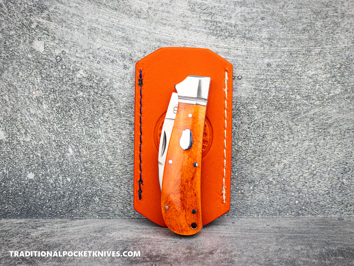 C. Risner Cutlery Logo Leather Knife Slip Small - 90&#39;s Neon Orange