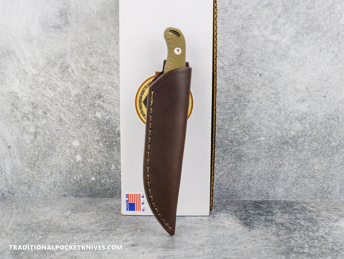 Hellbender Blade Co. Outfitter - OD Green Micarta Tumbled Magnacut