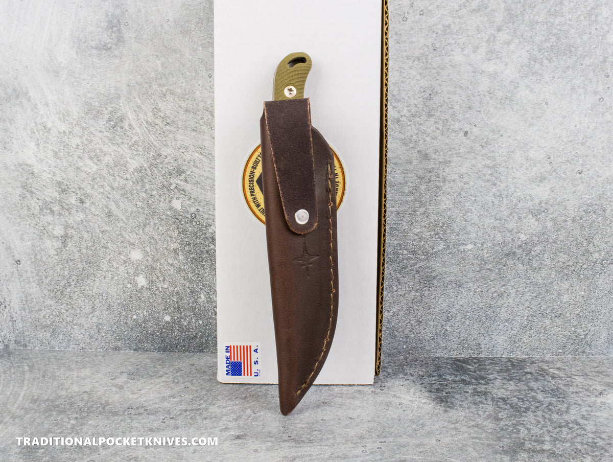 Hellbender Blade Co. Outfitter - OD Green Micarta Tumbled Magnacut