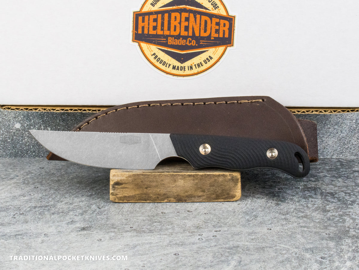 Hellbender Blade Co. Outfitter - Black G10 Tumbled Magnacut