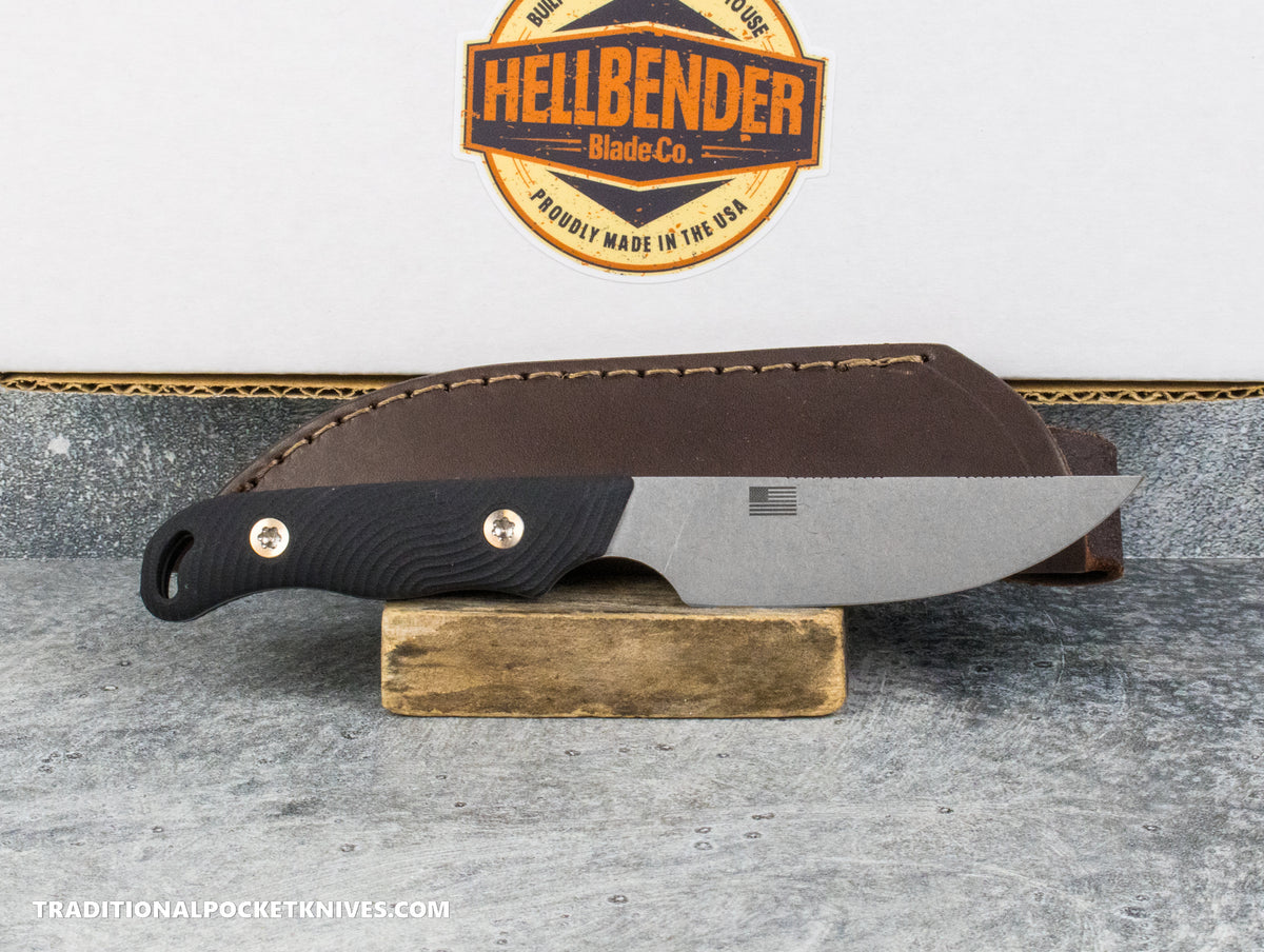 Hellbender Blade Co. Outfitter - Black G10 Tumbled Magnacut