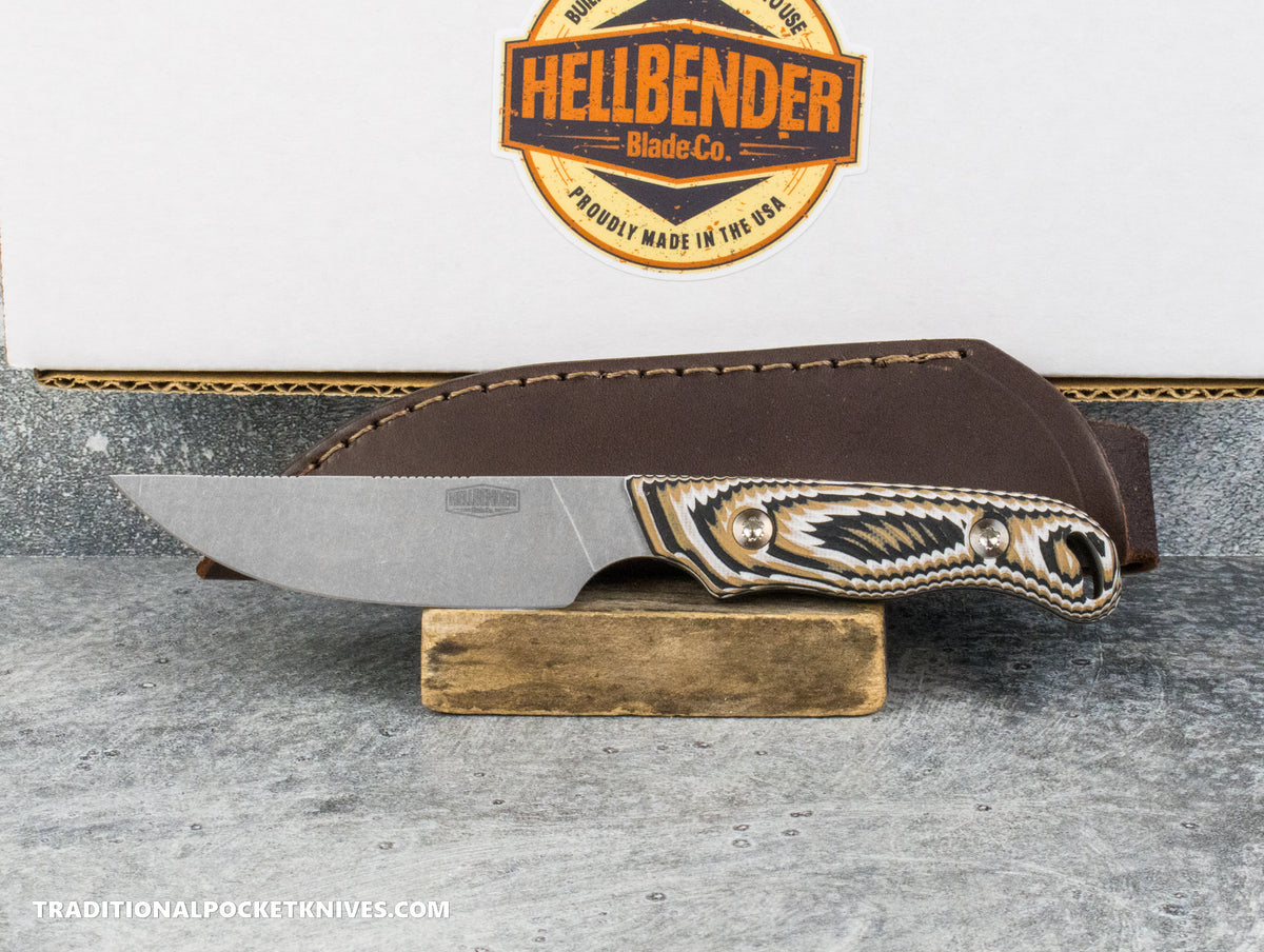 Hellbender Blade Co. Outfitter - Multicolored G10 Tumbled Magnacut