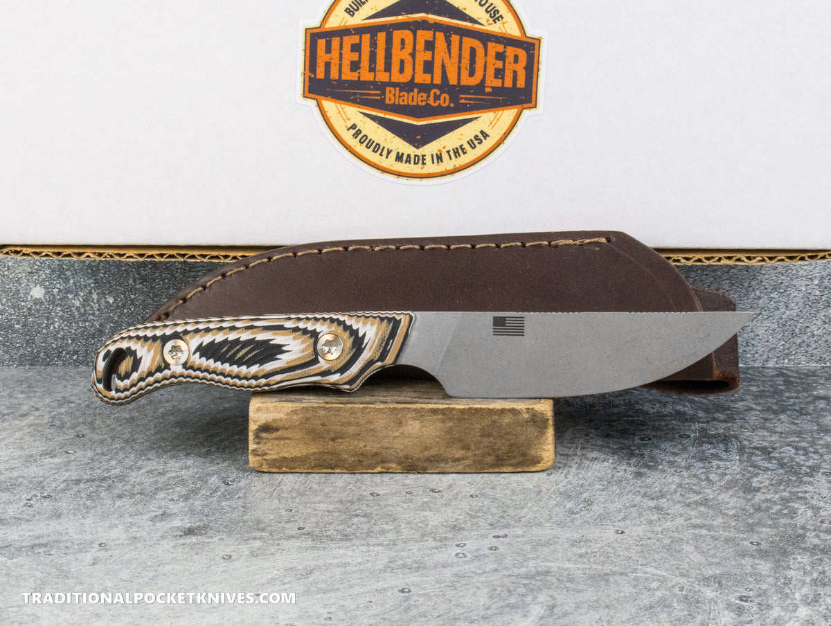 Hellbender Blade Co. Outfitter - Multicolored G10 Tumbled Magnacut
