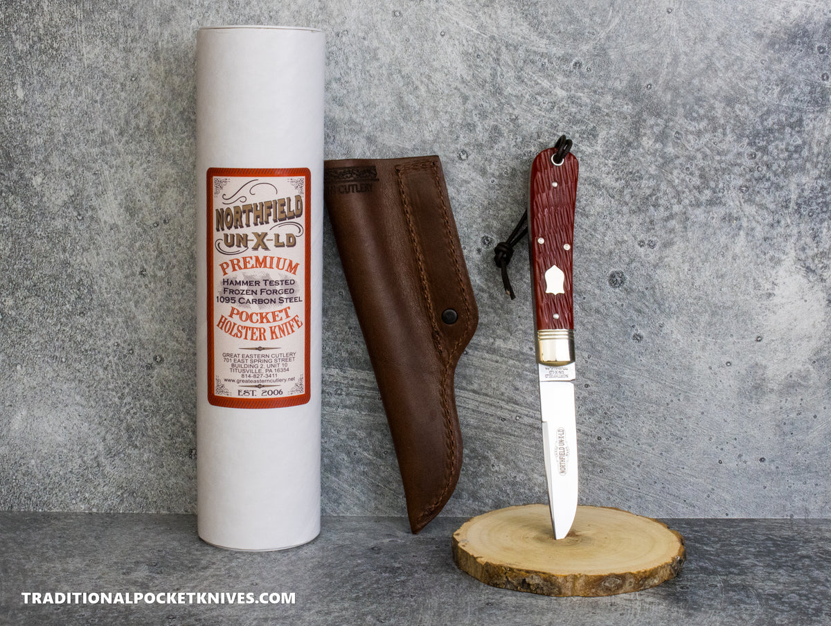 Great Eastern Cutlery #P74525 Northfield UNXLD Stingray Red Licorice Jigged Bone