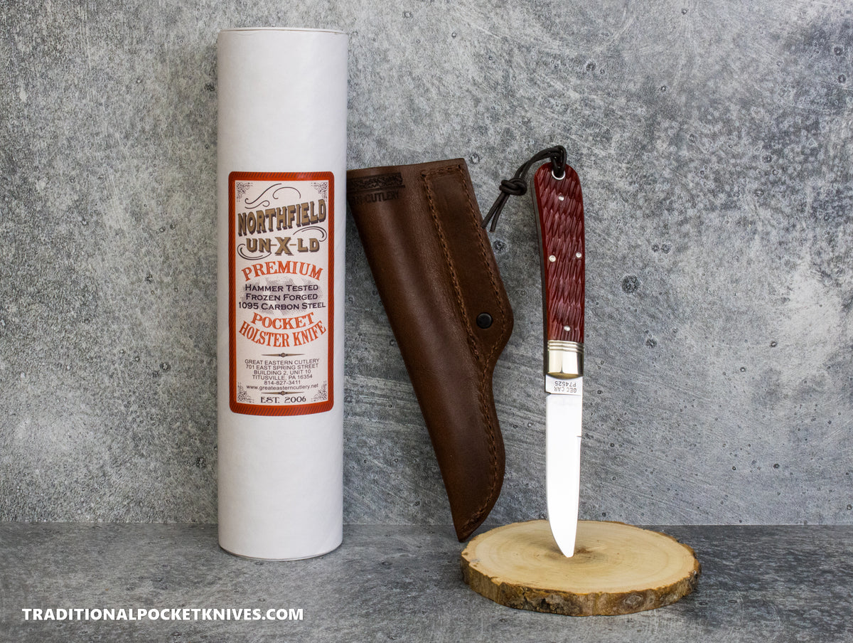 Great Eastern Cutlery #P74525 Northfield UNXLD Stingray Red Licorice Jigged Bone