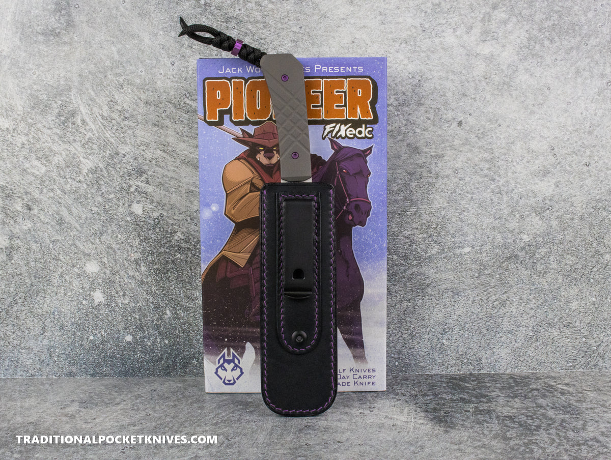 Jack Wolf Knives Pioneer FIXedc Titanium Cross Hatch 2 Hand Satin