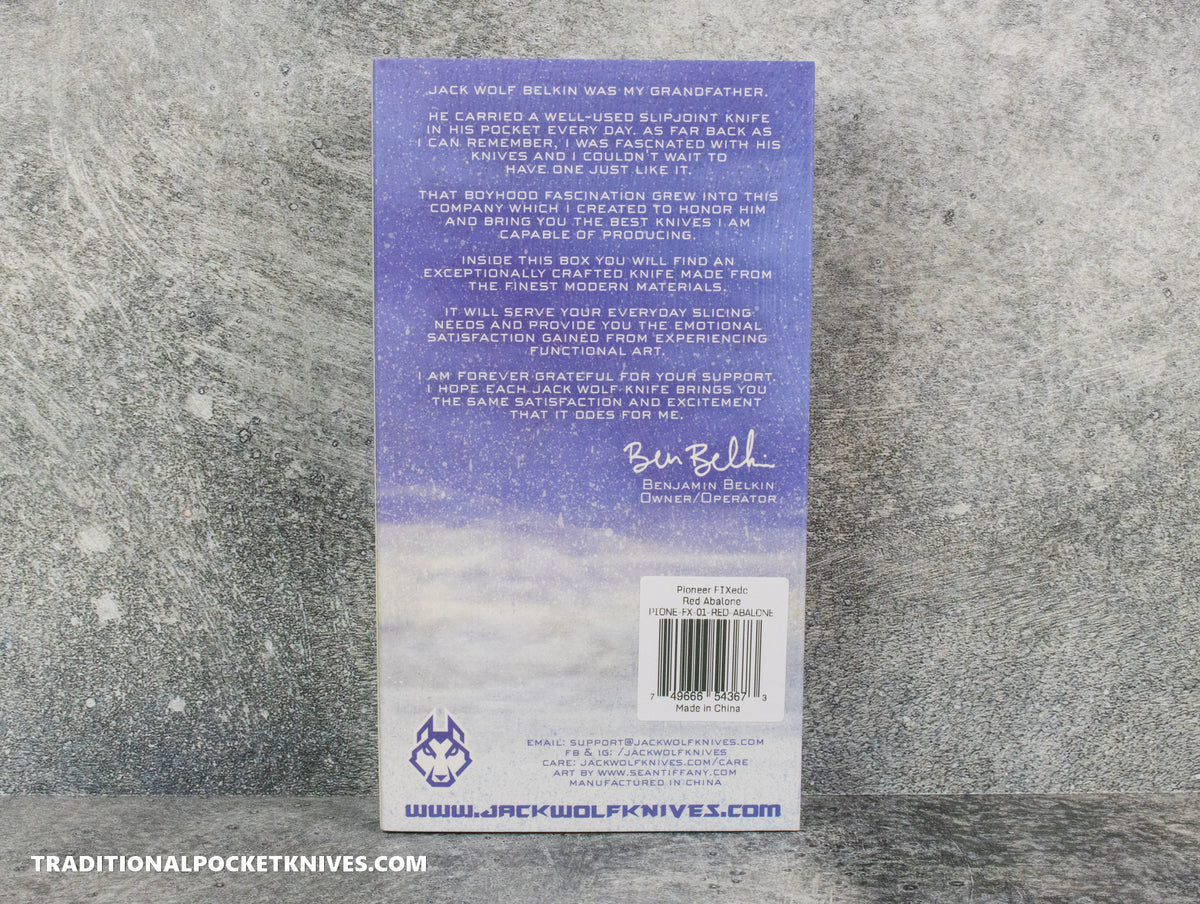 Jack Wolf Knives Pioneer FIXedc Red Abalone