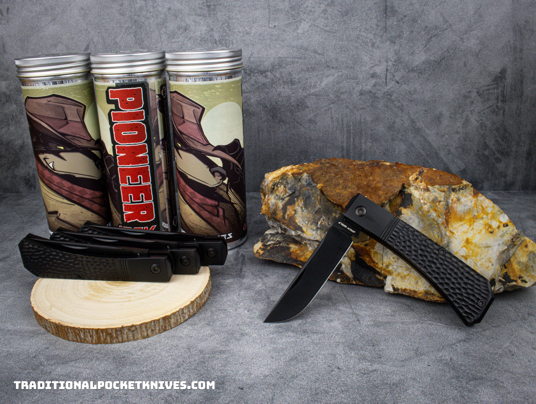 Jack Wolf Knives Pioneer Jack Jigged Titanium DLC - C. Risner Cutlery LLC