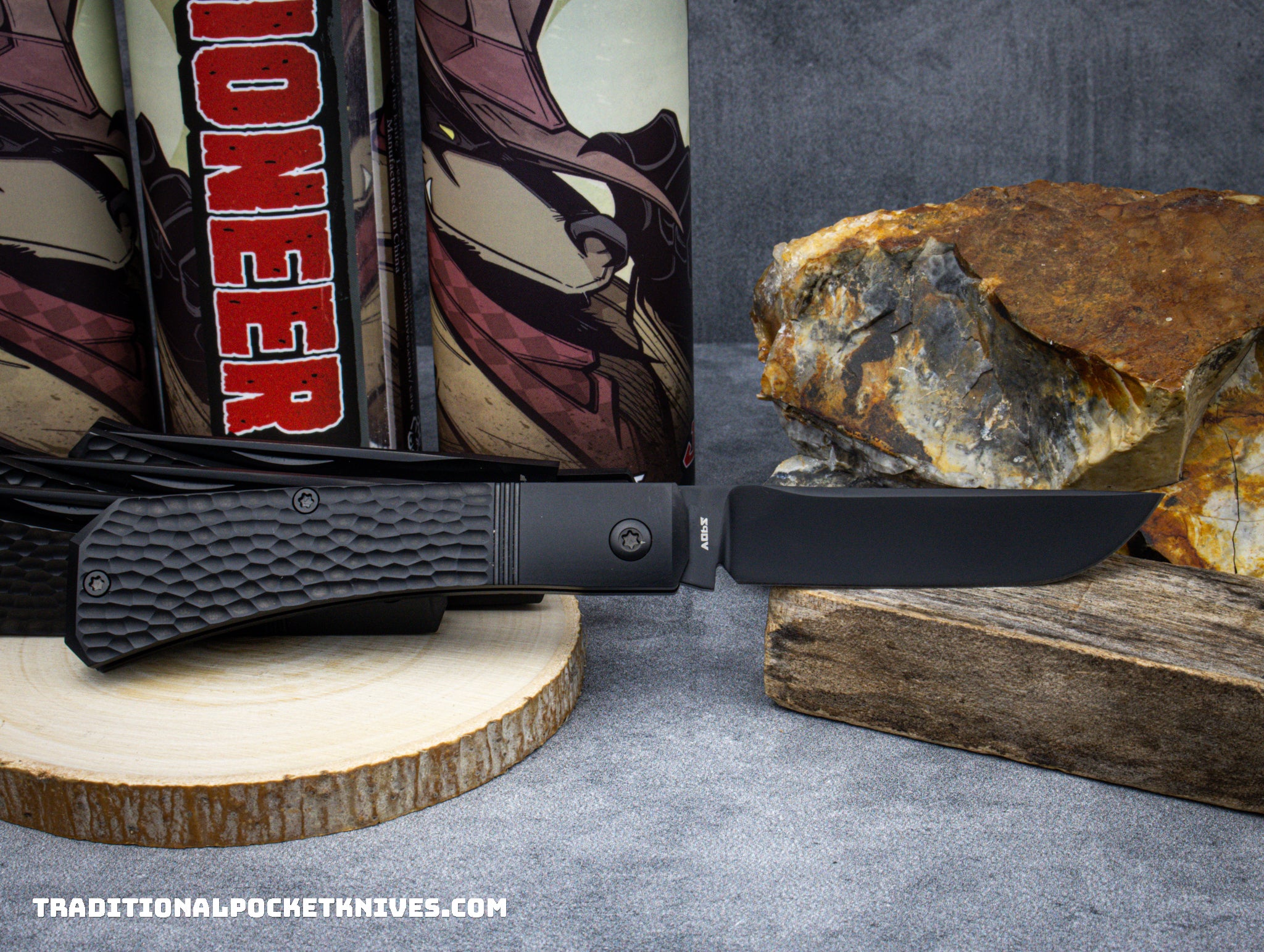 Jack Wolf Knives Pioneer Jack Jigged Titanium DLC - C. Risner Cutlery LLC