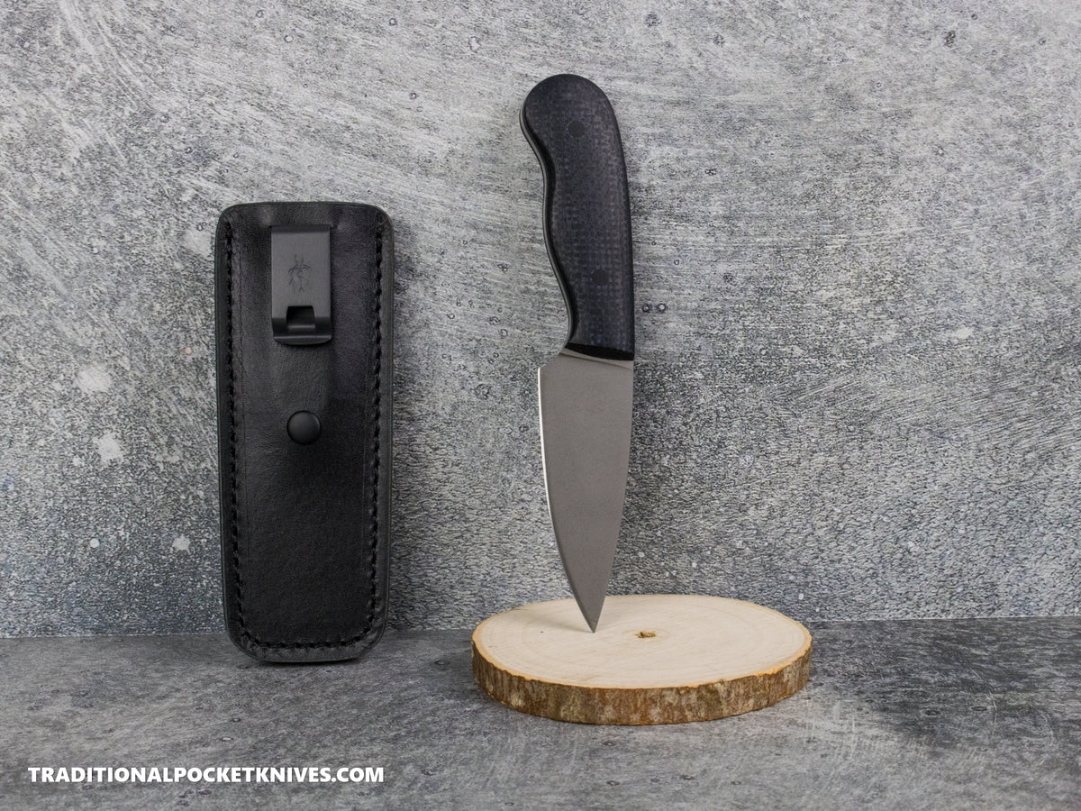 Corey Dunlap Custom Knives Drop Point Pocket EDC Knife Midnight Black Jute Micarta AEB-L Blast and Tumbled