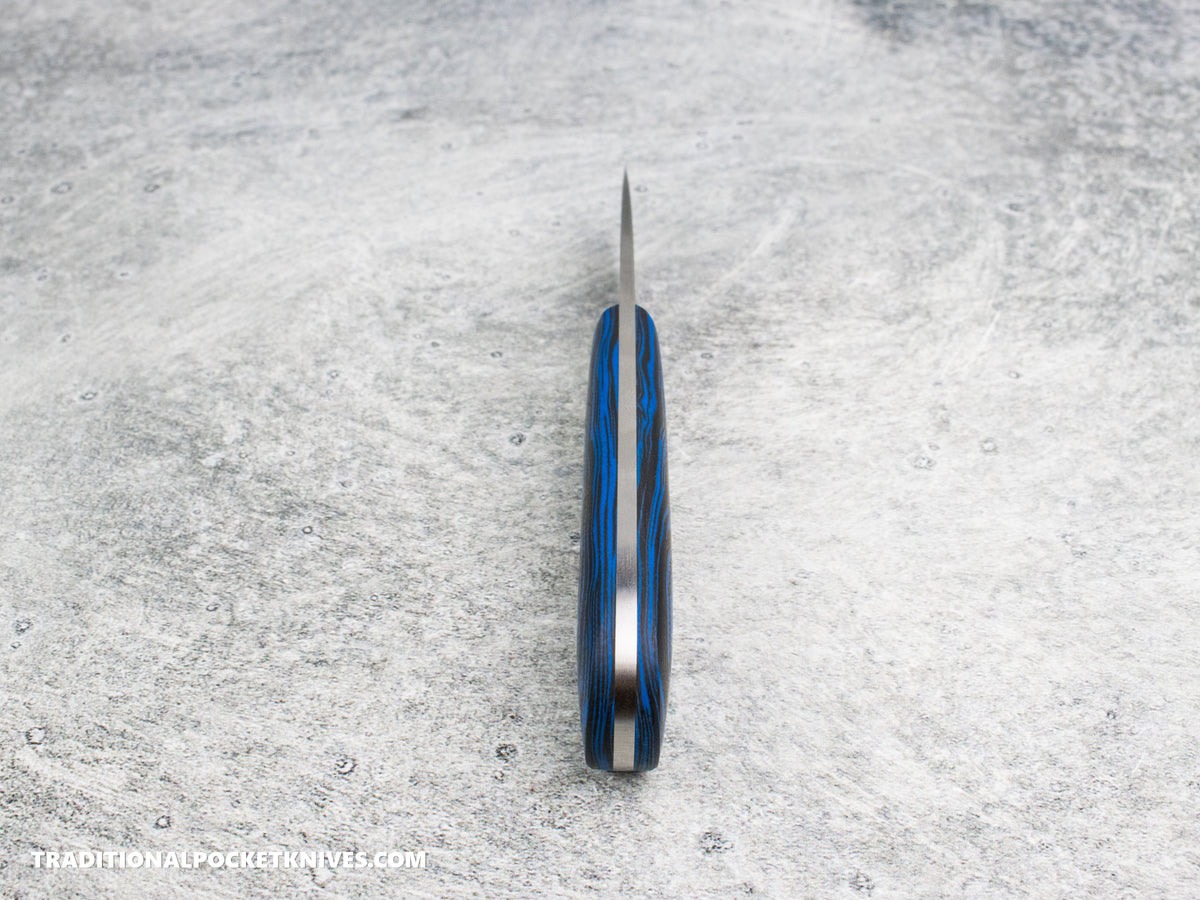 Corey Dunlap Custom Knives Drop Point Pocket EDC Knife Blue Lava G10 AEB-L Blast and Tumbled
