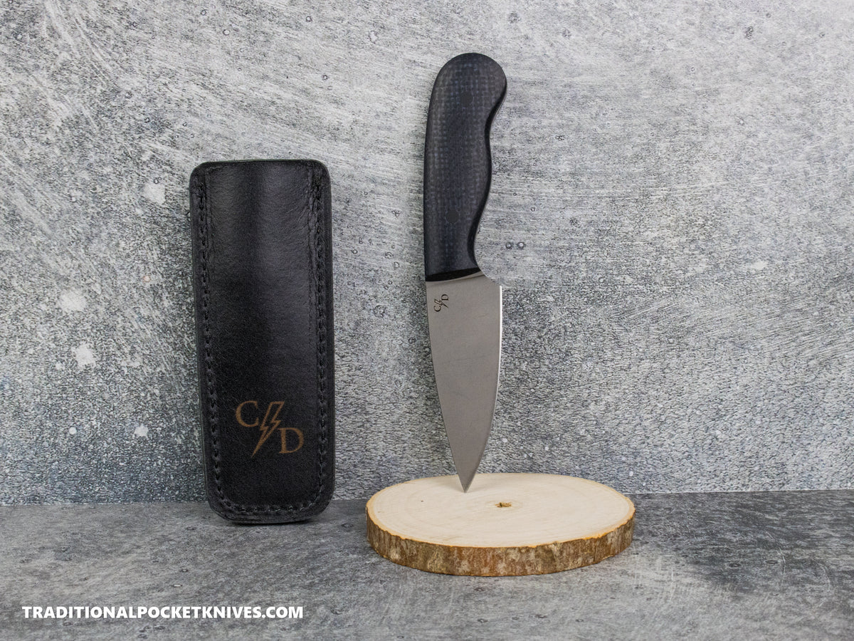 Corey Dunlap Custom Knives Drop Point Pocket EDC Knife Midnight Black Jute Micarta AEB-L Blast and Tumbled