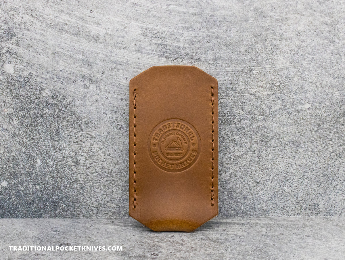 C. Risner Cutlery Premium Logo Leather Knife Slip Small - Whiskey Buttero
