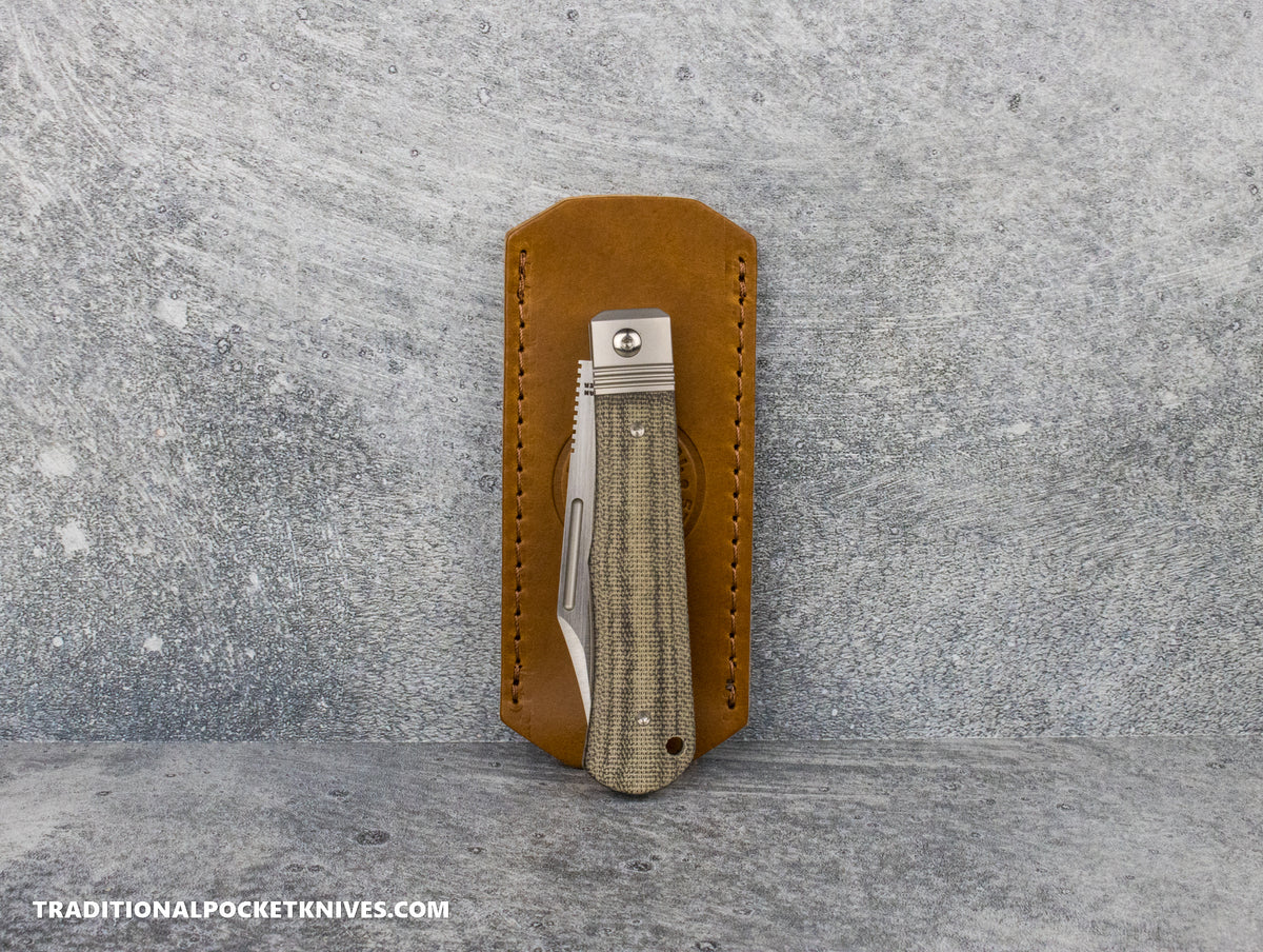 C. Risner Cutlery Premium Logo Leather Knife Slip Large - Buck Brown Buttero
