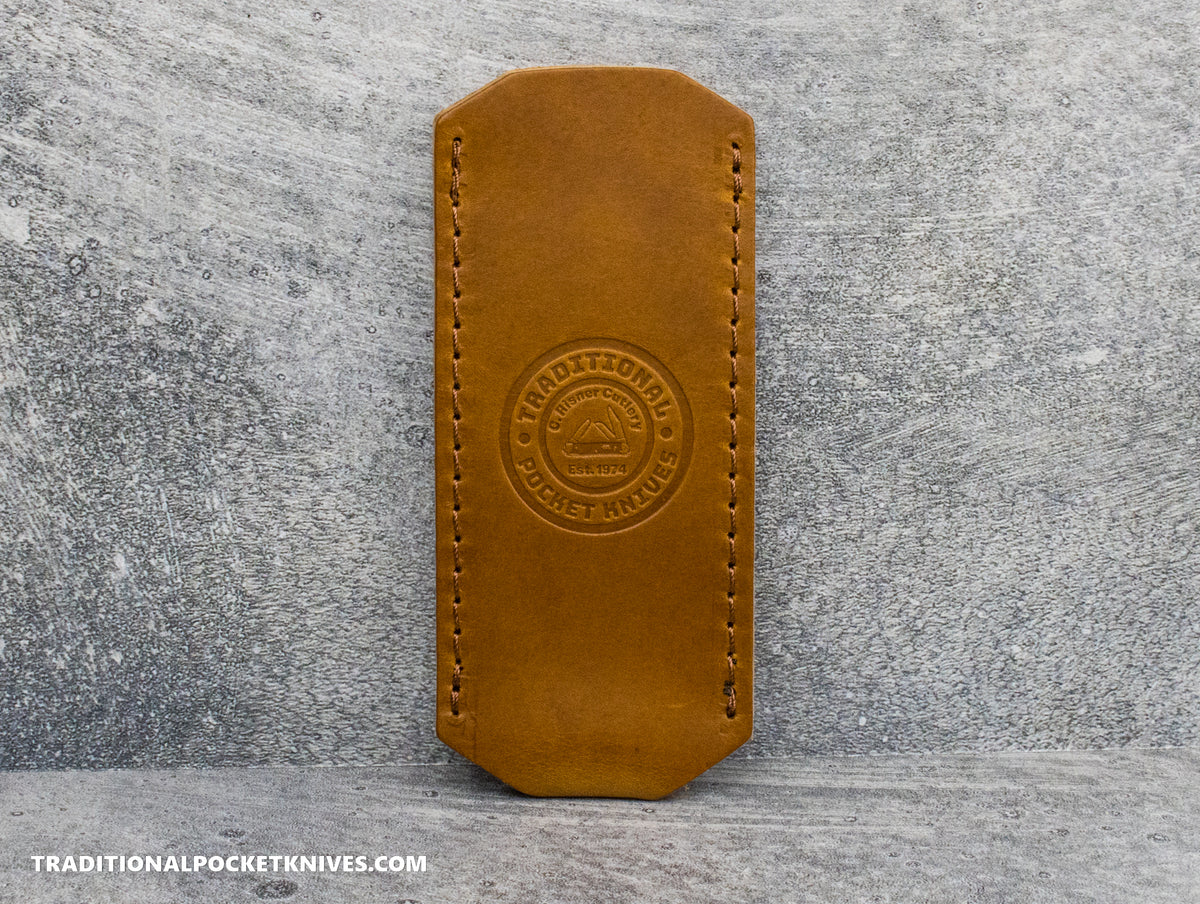 C. Risner Cutlery Premium Logo Leather Knife Slip Large - Buck Brown Buttero