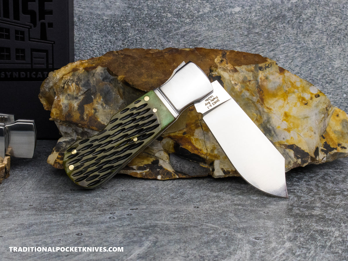 Finch Pretty Boy Greenbacks Olive Jigged Bone - Sugar House Knife Syndicate Series
