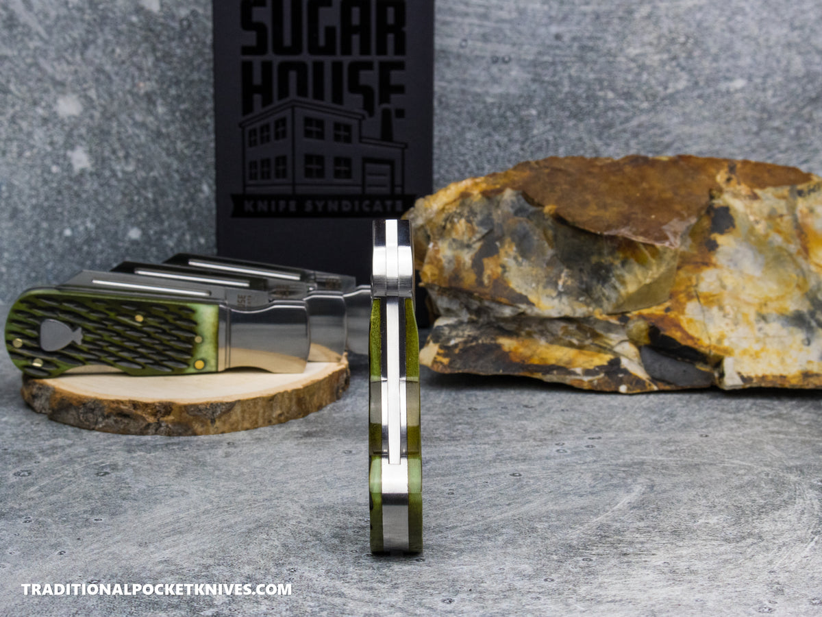 Finch Pretty Boy Greenbacks Olive Jigged Bone - Sugar House Knife Syndicate Series