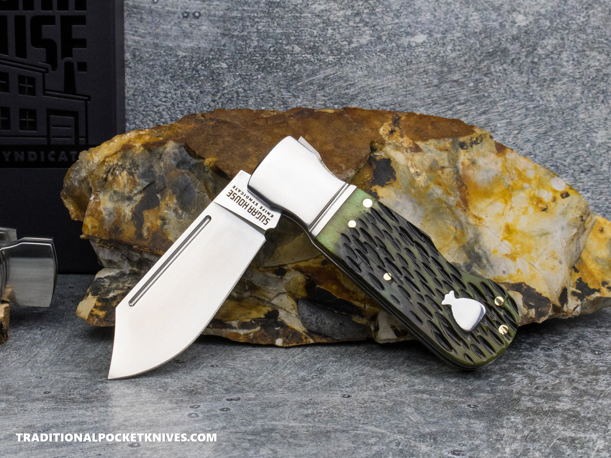 Finch Pretty Boy Greenbacks Olive Jigged Bone - Sugar House Knife Syndicate Series