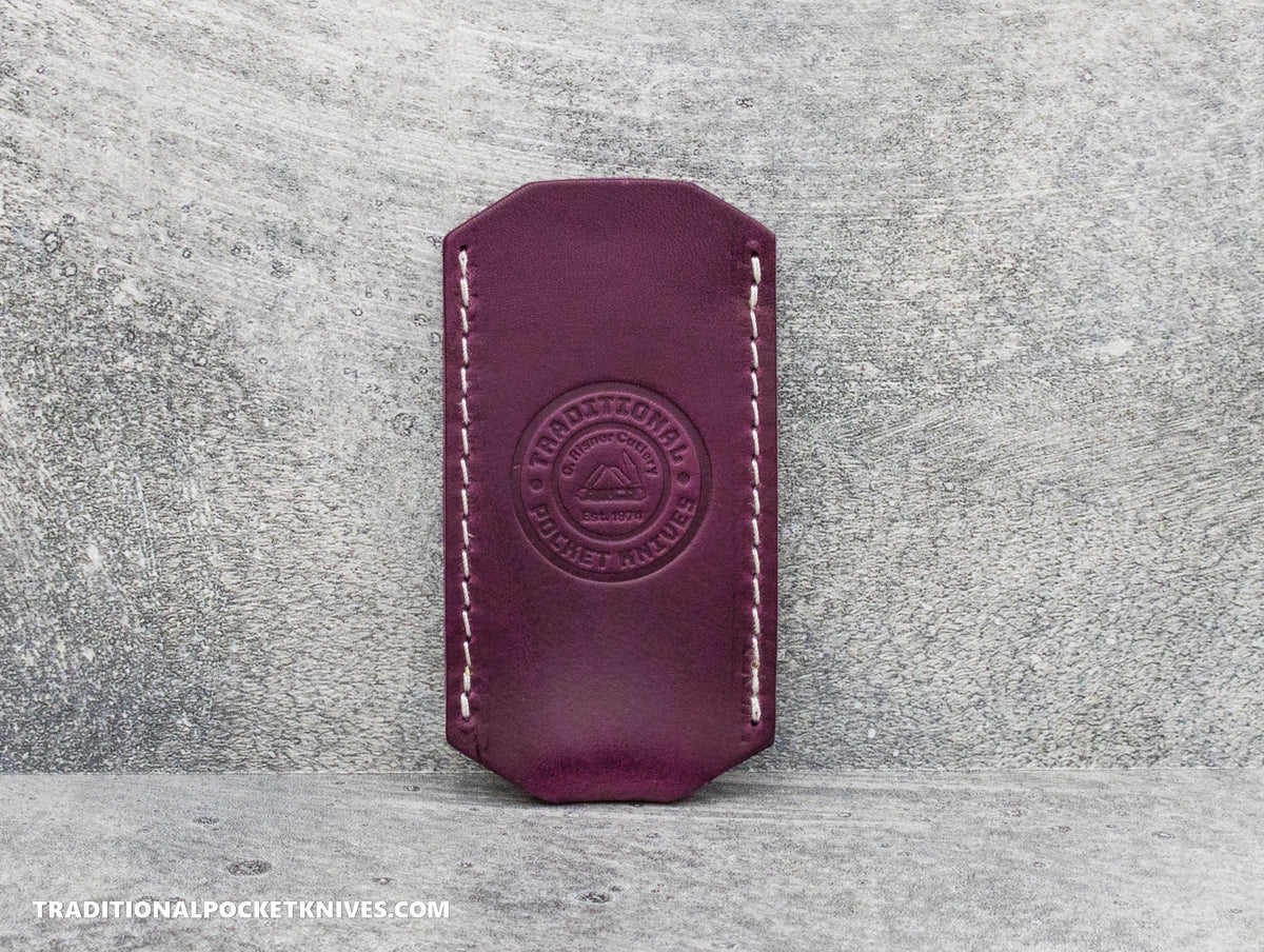 LIMITED RUN 1 of 50: C. Risner Cutlery Premium Logo Leather Knife Slip Small - Purple Buttero