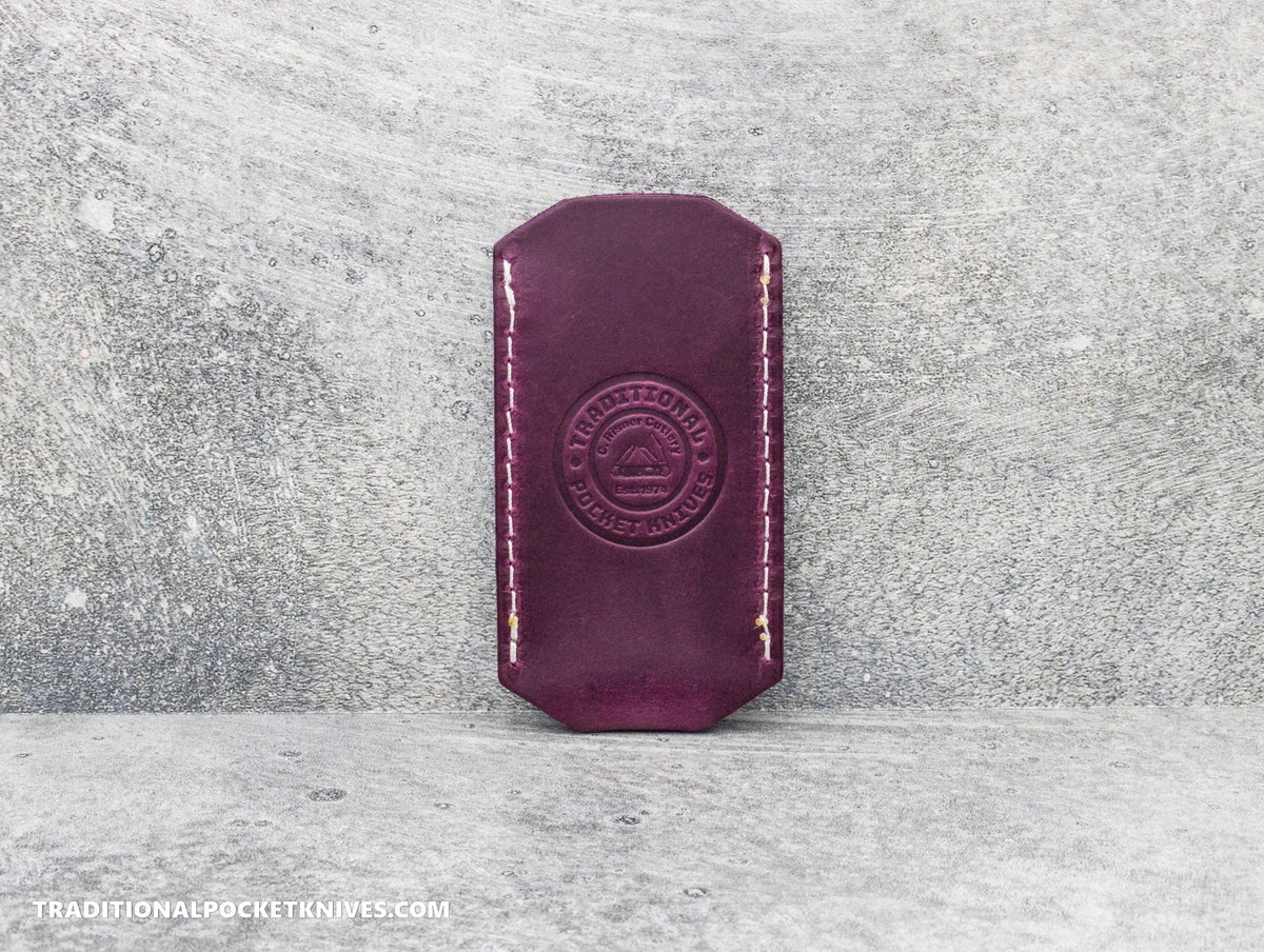 LIMITED RUN 1 of 50: C. Risner Cutlery Premium Logo Leather Knife Slip Small - Purple Buttero