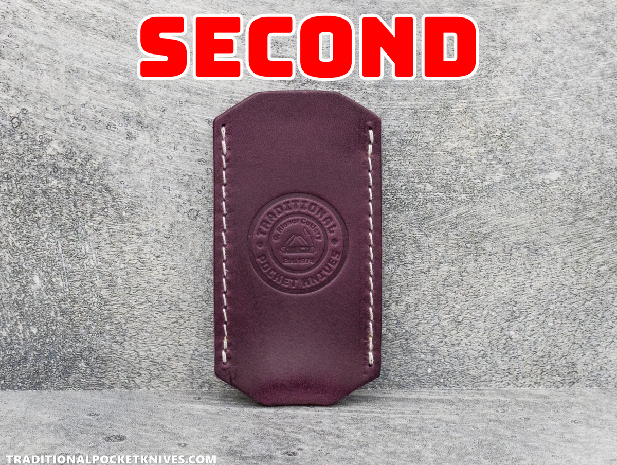 COSMETIC SECONDS: LIMITED RUN: C. Risner Cutlery Premium Logo Leather Knife Slip Small - Purple Buttero