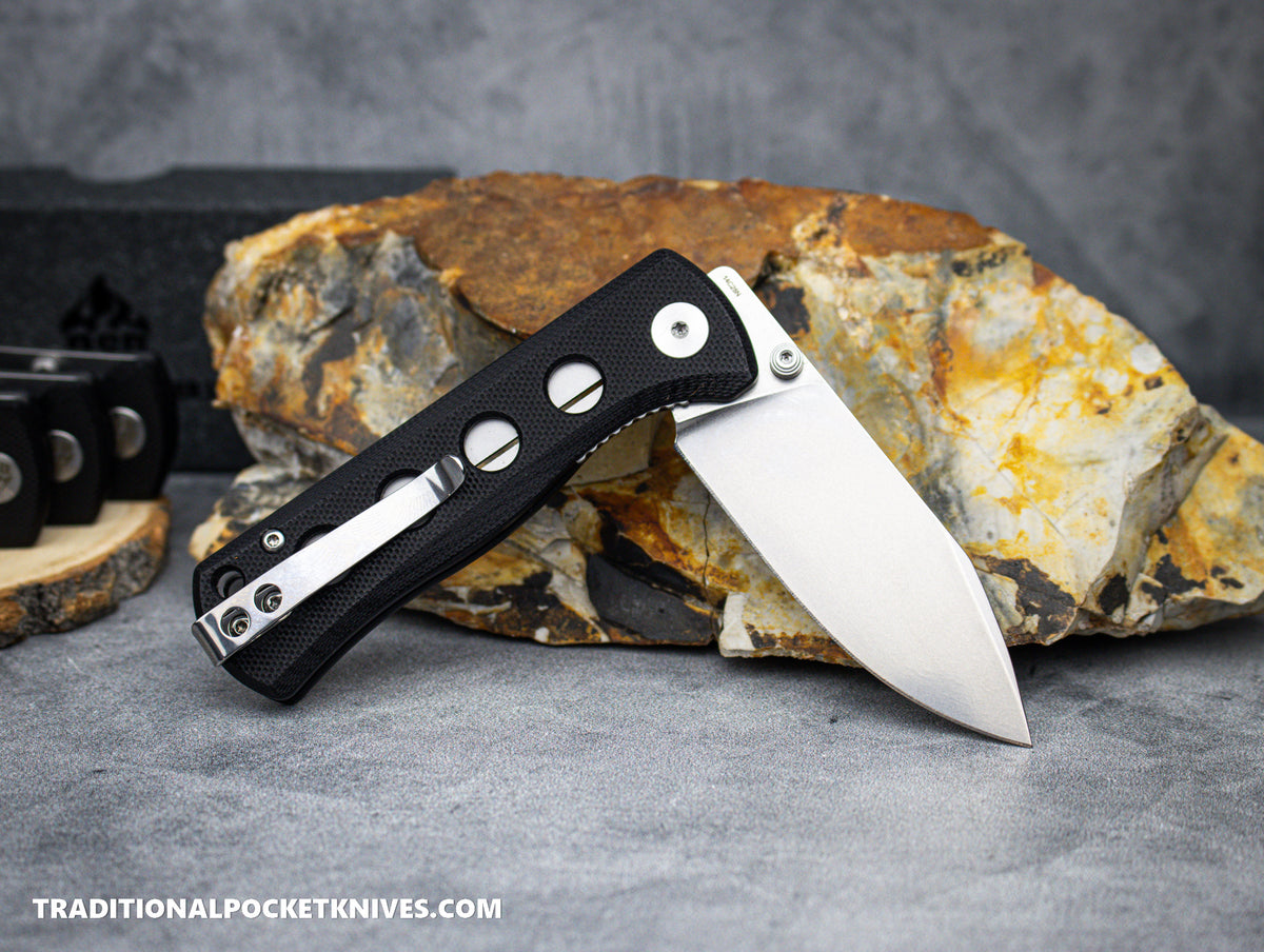 QSP Canary Folding Knife QS150-A1 Black G10 Stonewashed 14C28N Steel