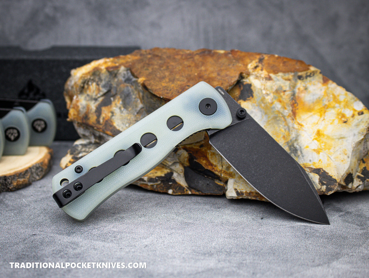 QSP Canary Folding Knife QS150-E2 Jade G10 Black Stonewashed 14C28N Steel