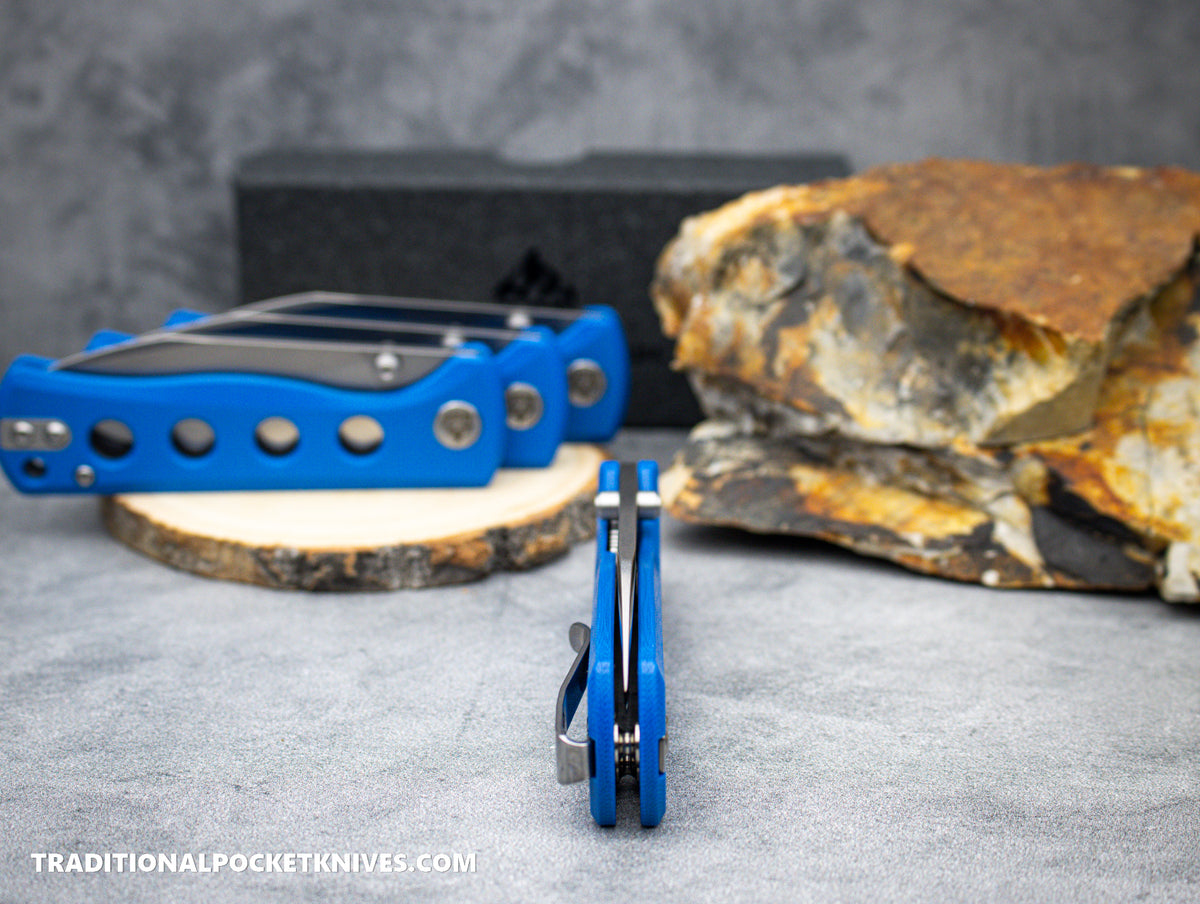 QSP Canary Folding Knife QS150-I1 Blue G10 Stonewashed 14C28N Steel