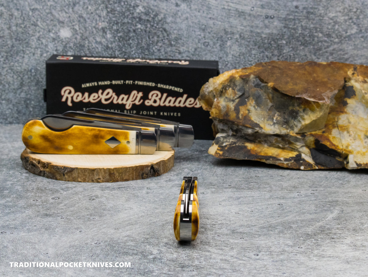 RoseCraft Blades Elk River Easy Open Jack Toasted White Bone (RCT027-TWB)