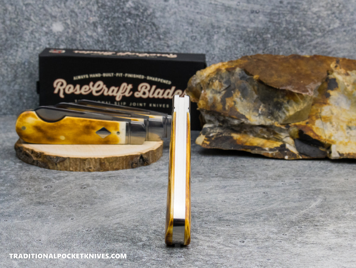 RoseCraft Blades Elk River Easy Open Jack Toasted White Bone (RCT027-TWB)