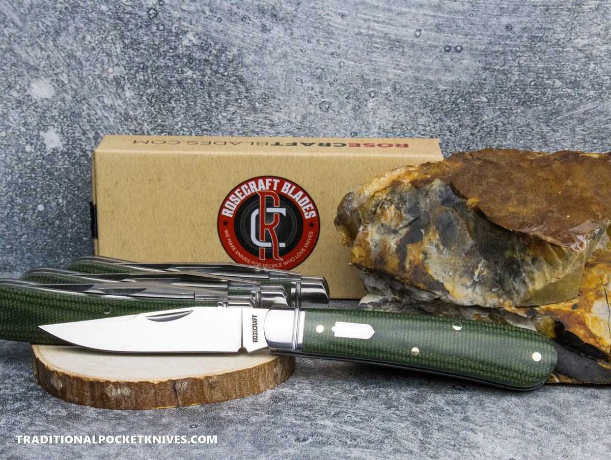 RoseCraft Blades Buffalo River Jack Green Micarta (RCT030-DGM)